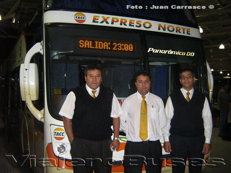 Busscar Panoramico DD / Mercedes Benz O-500RSD / Expreso Norte Conductores: Sr. Alejandro Vargas Bombal, Sr. Mario Molina Sola  Asistente: Sr. Andres Flores Tabilo