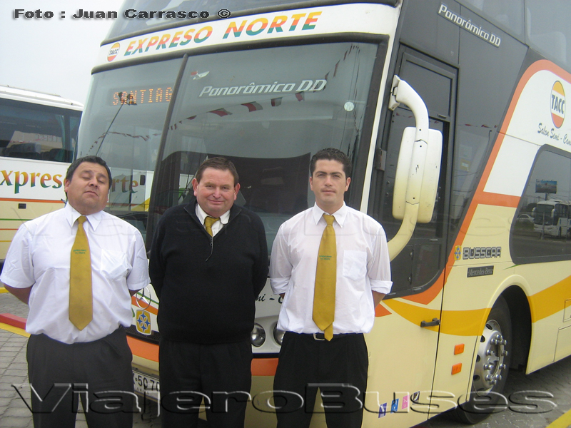 Busscar Panoramico DD / Mercedes Benz O-500RSD / Expreso Norte Conductores: Sr. Jorge Rojas, Sr. Rodrigo Zepeda Asistente: Sr. Edgar Delgado