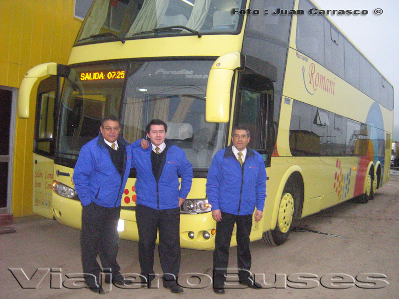 Marcopolo Paradiso 1800DD / Scania K420 / Romani Conductores: Sr. Enrique Avalos - Sr. Octaviano Navea - Asistente: Sr. Jonatan Alfaro